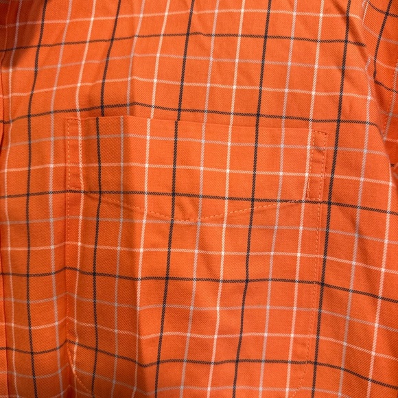 LLBean Mens Large Orange Plaid Traditional Fit Wrinkle Resist Short Sleeve - Picture 10 of 10